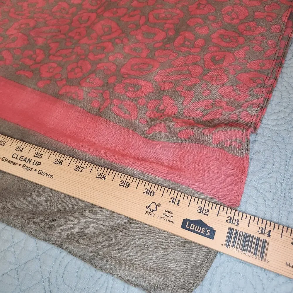 Pink and Gray Cotton Scarf Animal Pattern Lightweight Soft Spring Wrap
